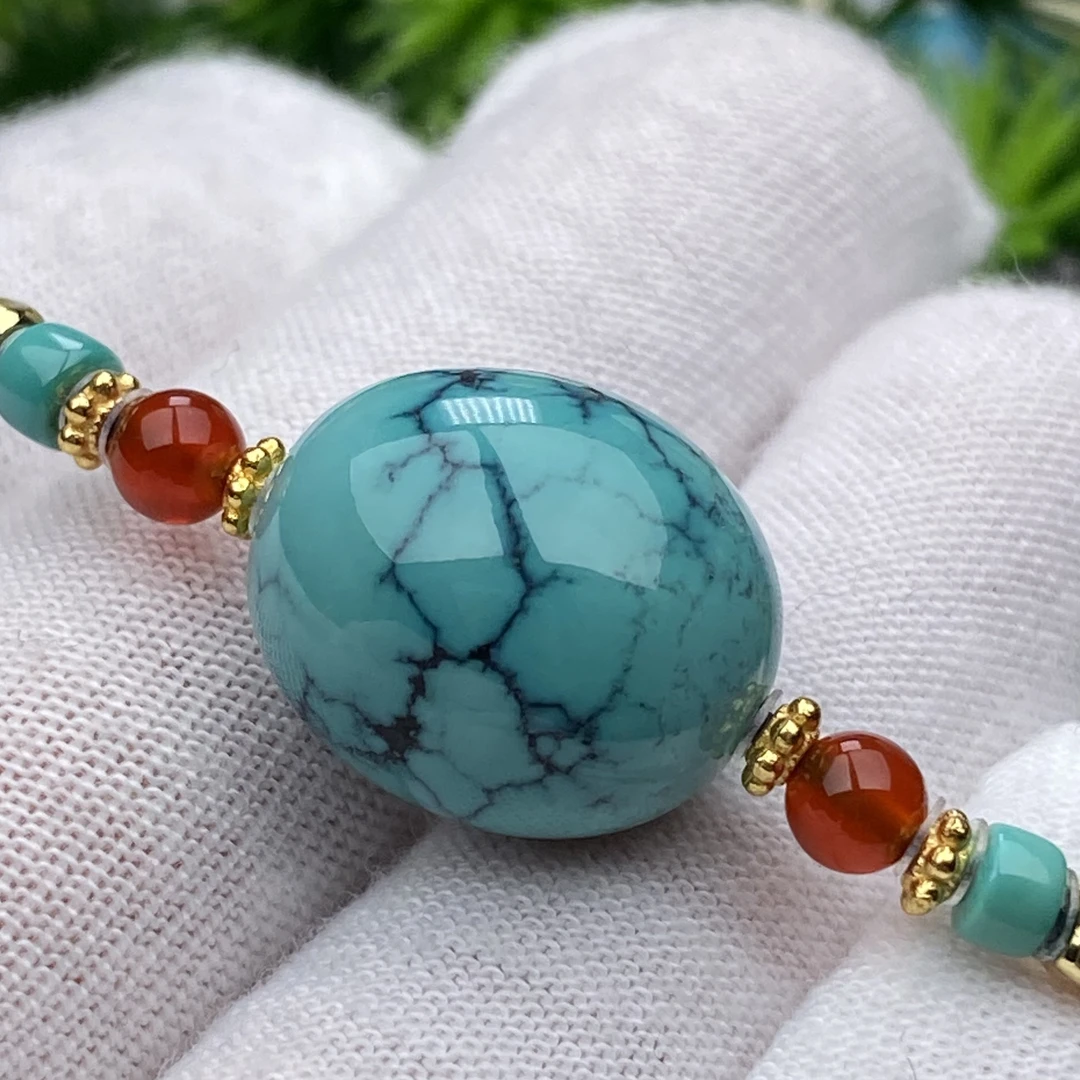 尺寸14mm玉化水草纹枣化锁骨珠绿松石