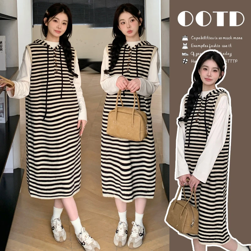 孕妇连衣裙2025早秋新款时尚套装洋气时髦孕妈穿搭秋季裙子两件套