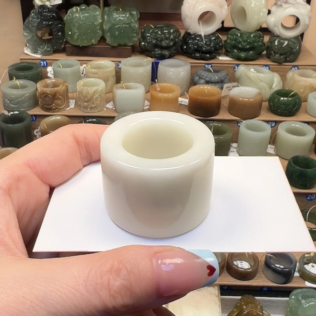 蛇纹石玉未镶嵌戒指23内径32号