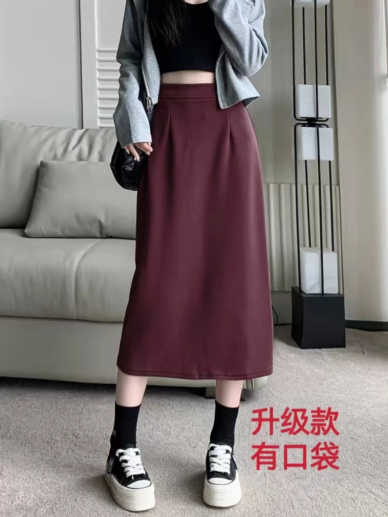 【年底清货】秋冬毛呢裙中长款高腰显瘦裙半身裙女A字长裙