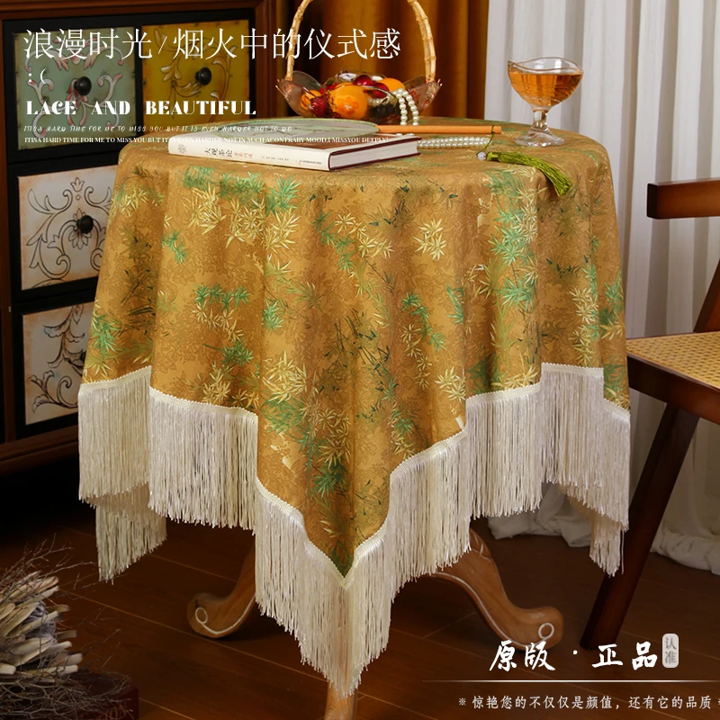 【竹韵兰溪】中式印花桌布古典雅致流苏餐桌布中古风茶几台布装饰罩