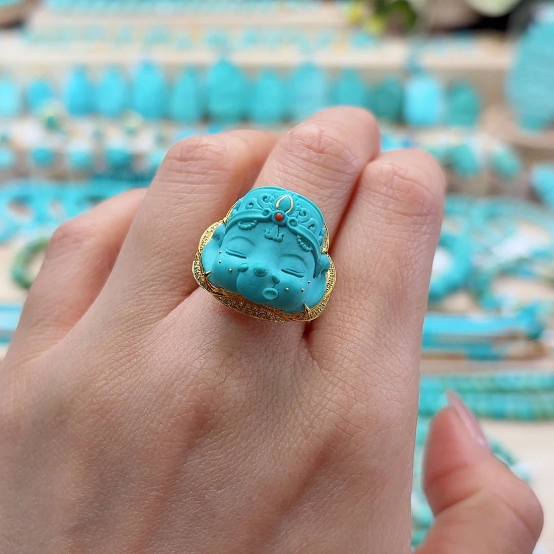 绿松石18K金镶嵌珠宝奇石