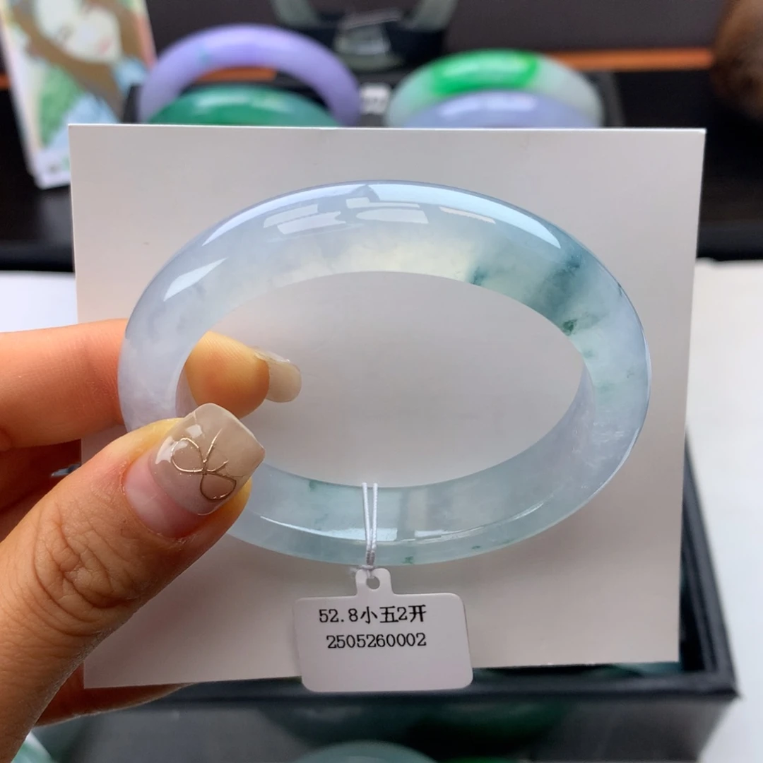 翡翠手镯未镶嵌53冰飘花贵妃圈