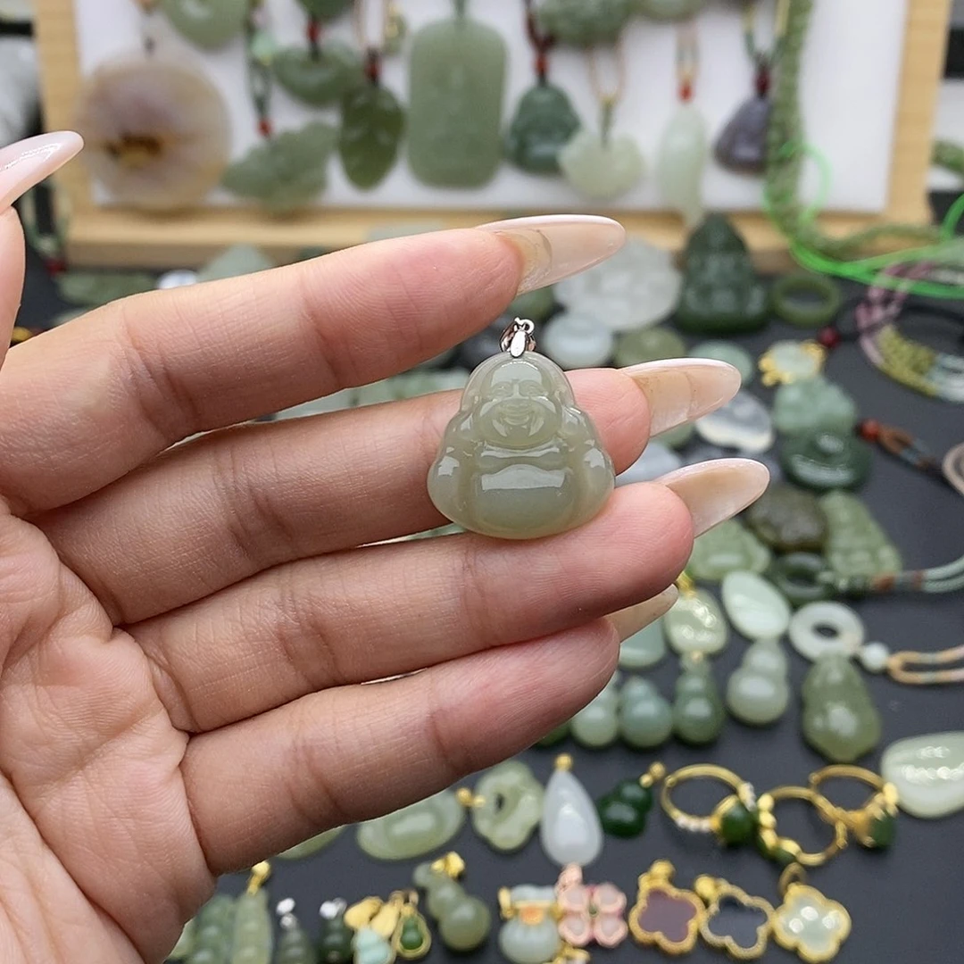 和田玉吊坠(不含链)银S925镶嵌