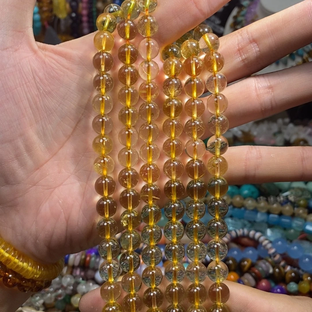 未镶嵌，透体金发，晶9.5mm，石英质玉