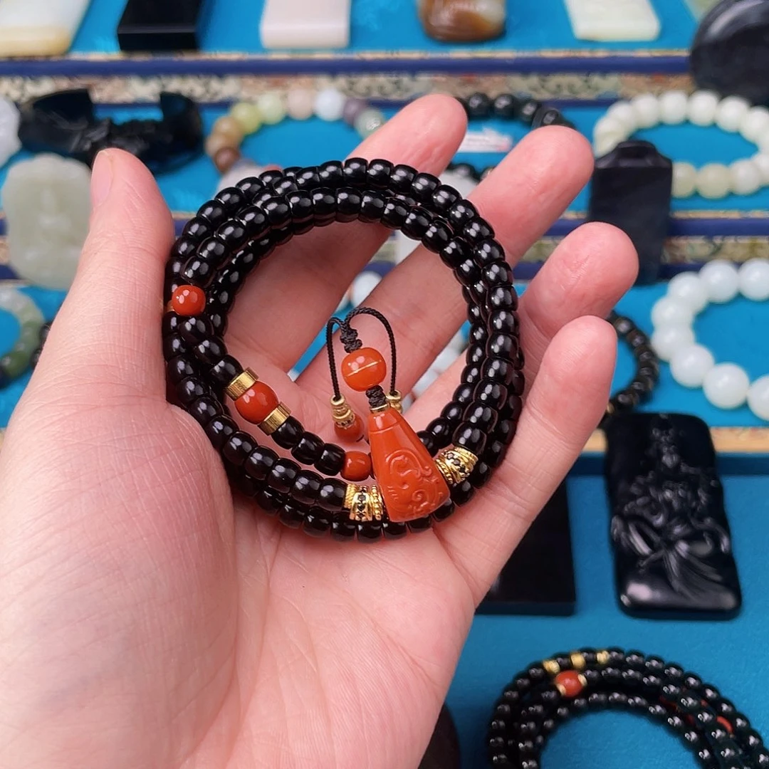 和田玉手链未镶嵌山***峰