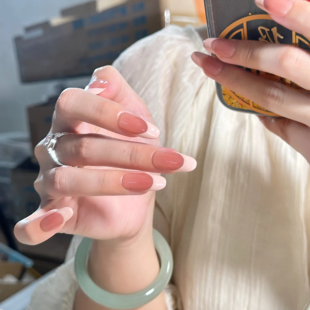 【草莓奶盖】粉色法式纯欲日常经典百搭手工穿戴甲美甲