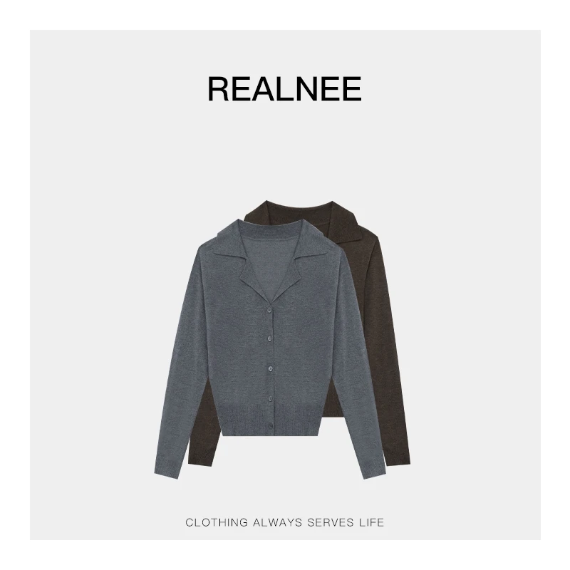 REALNEEI【南风知意】眻毛慵懒风氛围感polo领针织开衫01387