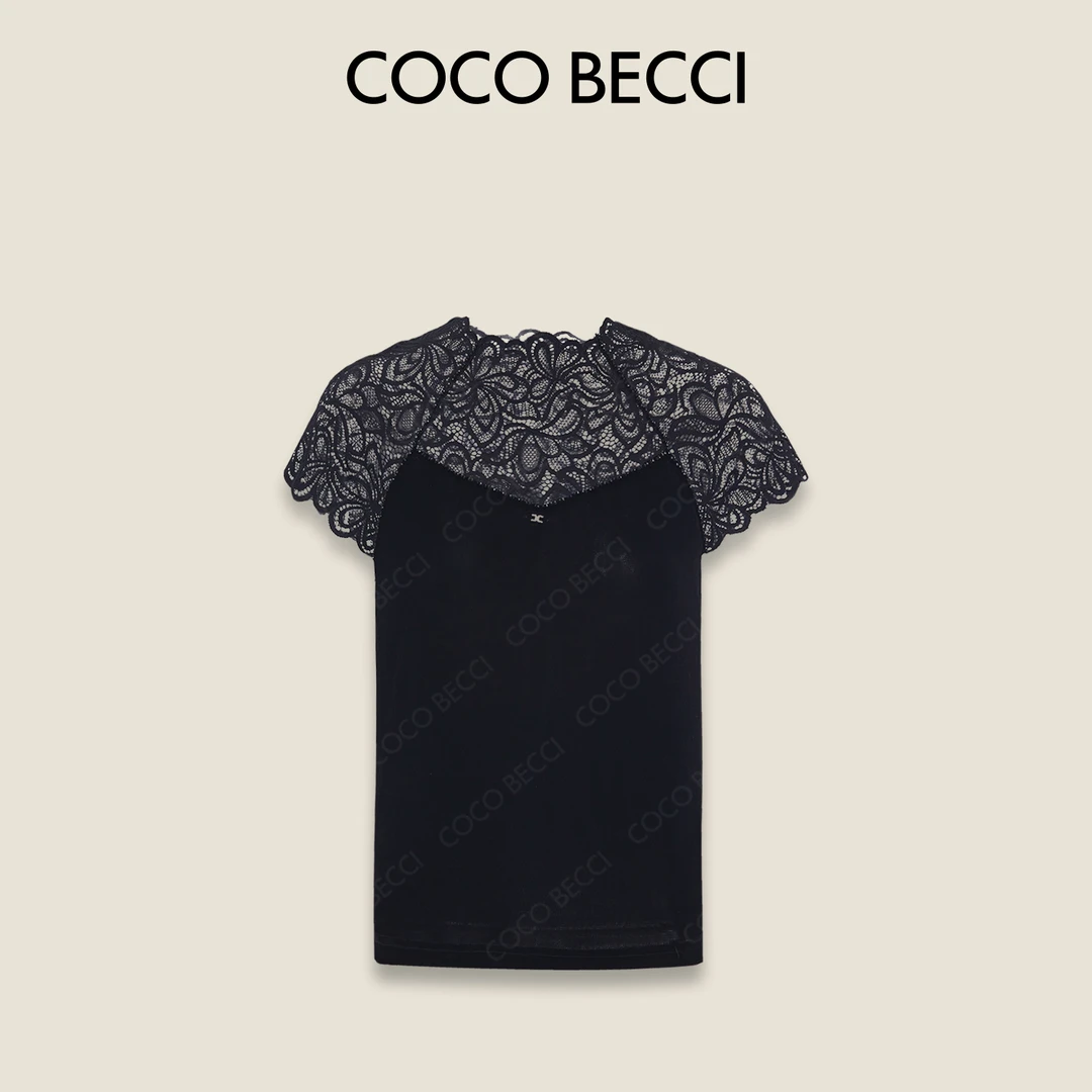COCO BECCI【丝绒夜曲】黯影蕾丝精致时尚显瘦 上衣CFXYC212091