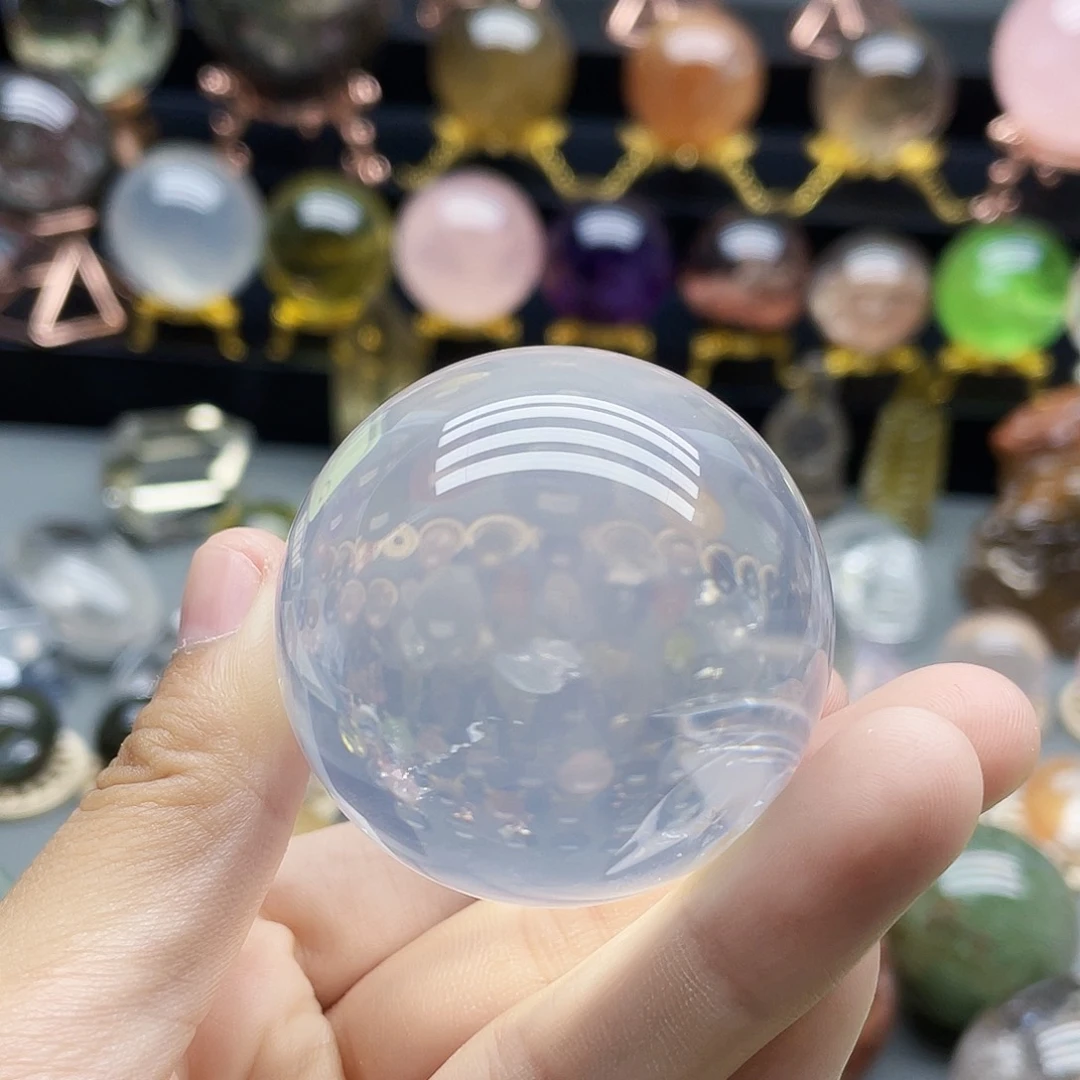 未镶嵌珠宝半成品水晶天然蓝雾48mm