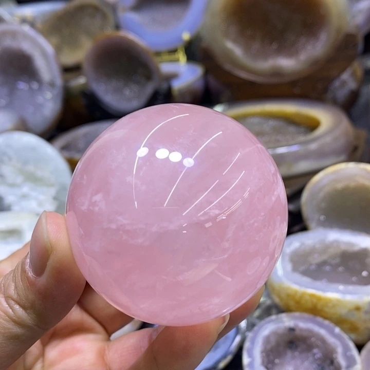 未镶嵌珠宝半成品水晶粉晶球