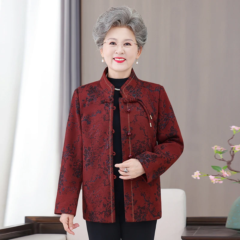 中老年人春秋装外套女奶奶装新款上衣妈妈装春秋季外衣老太太衣服