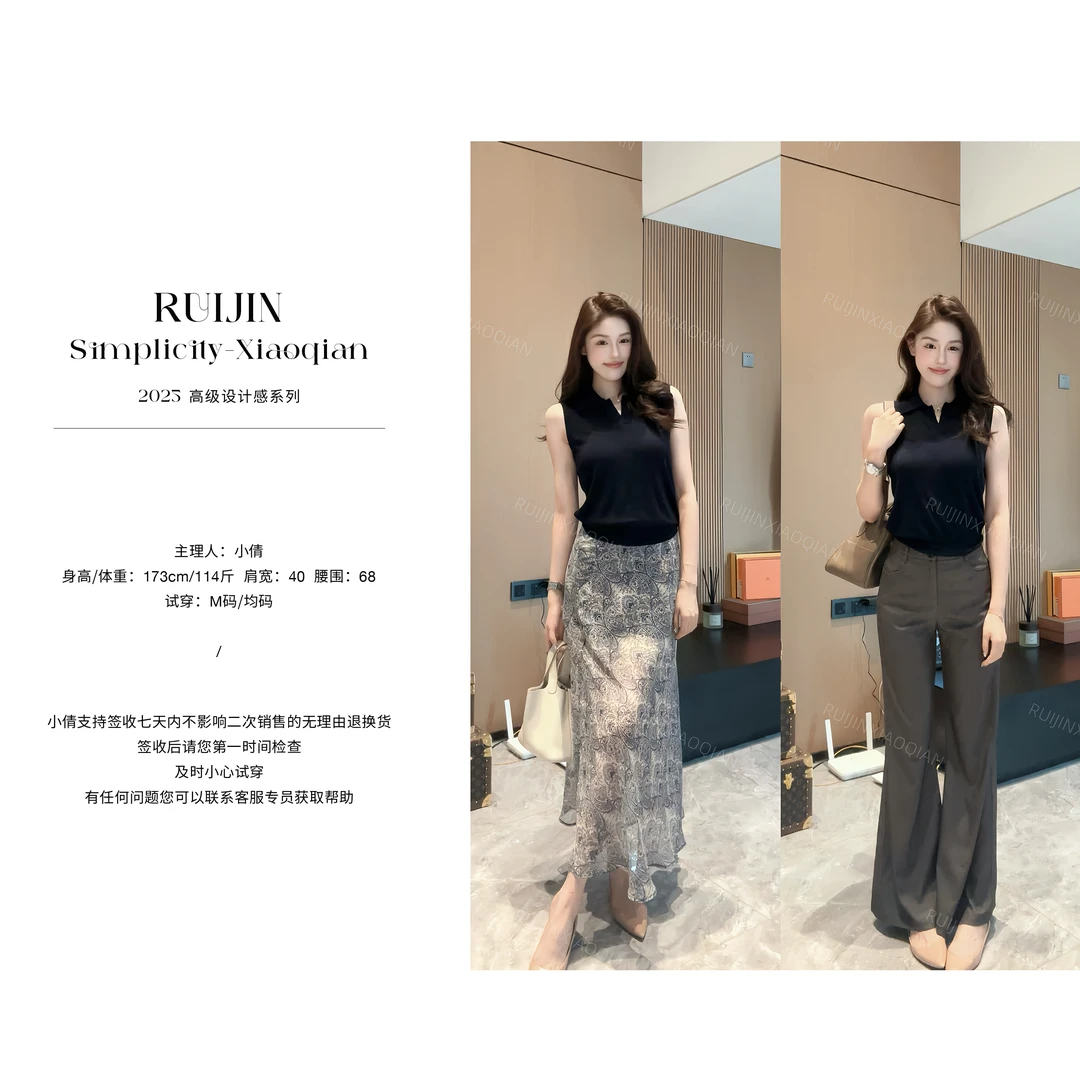 【RUIJIN】高智感Polo领无袖上衣夏季薄款休闲时尚气质日常收腰显瘦