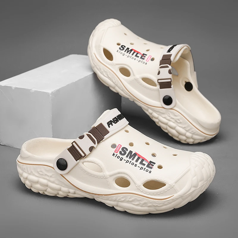 男士夏季洞洞鞋2025新款外穿防滑软底两用包头凉鞋透气厚底沙滩鞋