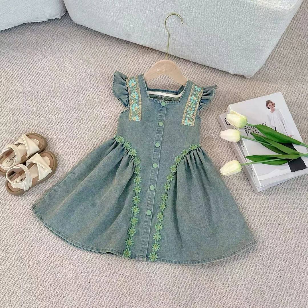 夏季女童洋气蝴蝶结连衣裙SC40268