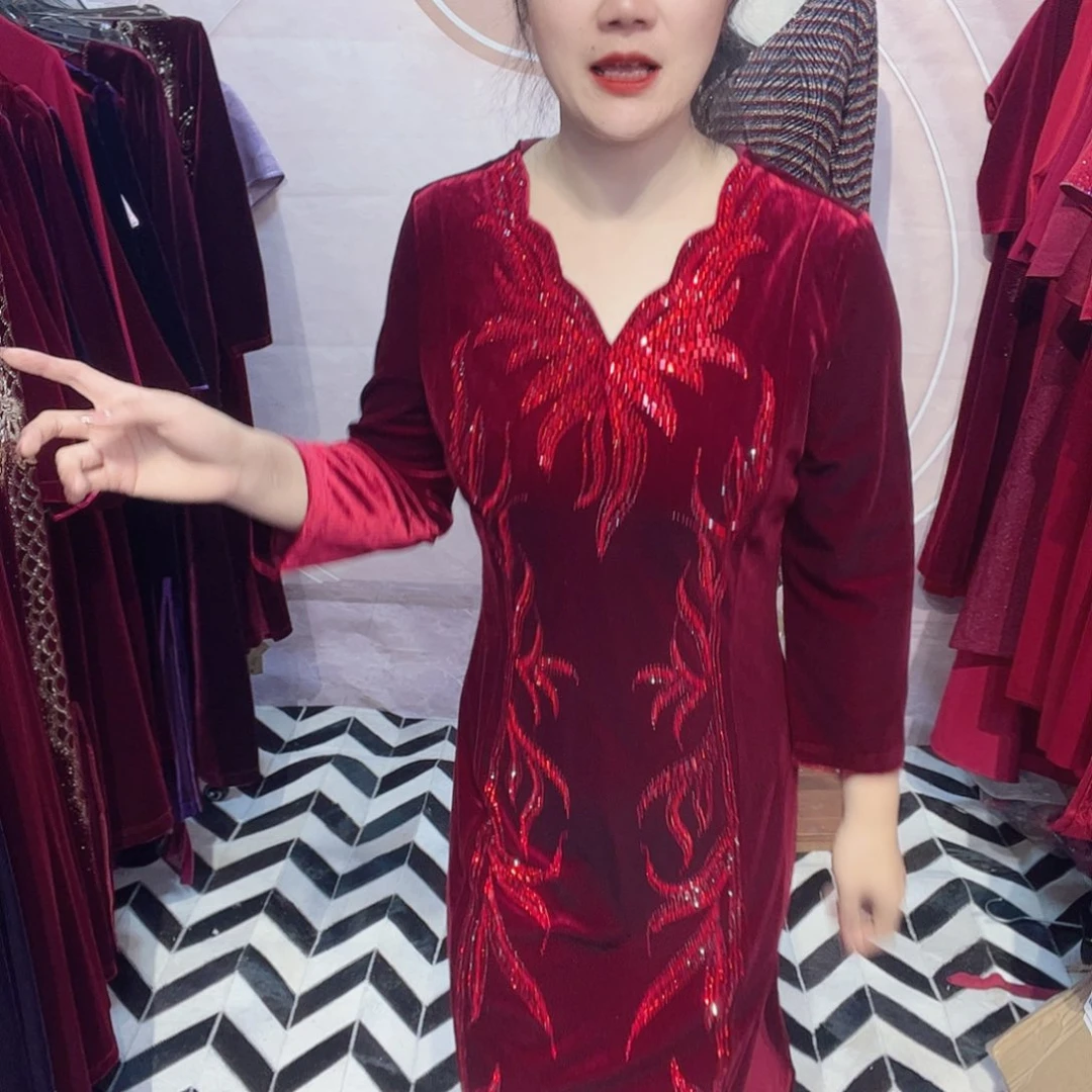 祥***兰3xl码旗袍连衣裙修身显瘦