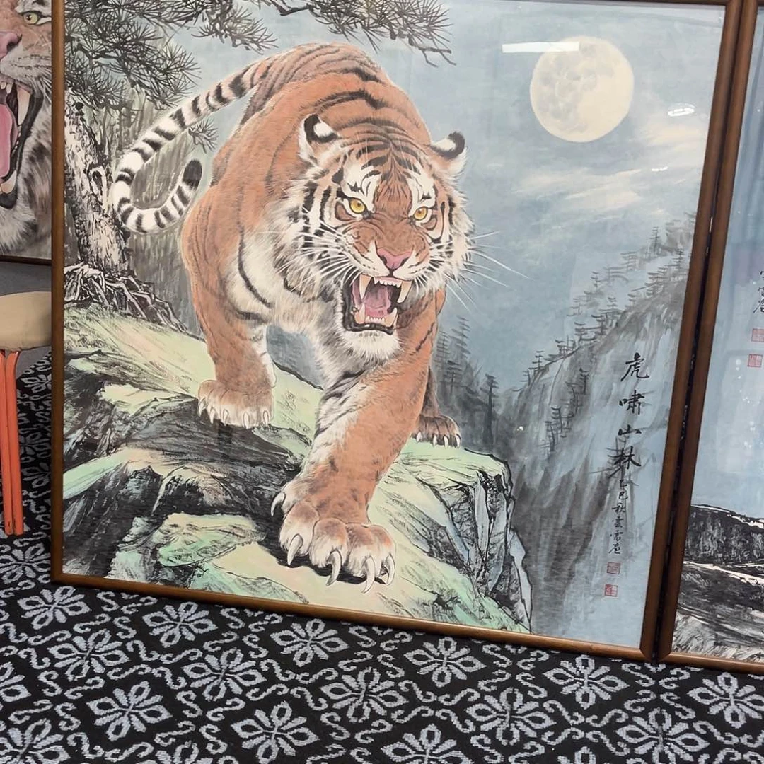 锦***哥国画手绘国画虎啸山林
