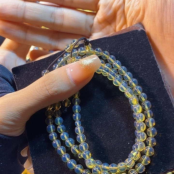 蓝珀未镶嵌珠宝奇石墨西哥蓝珀佛珠5