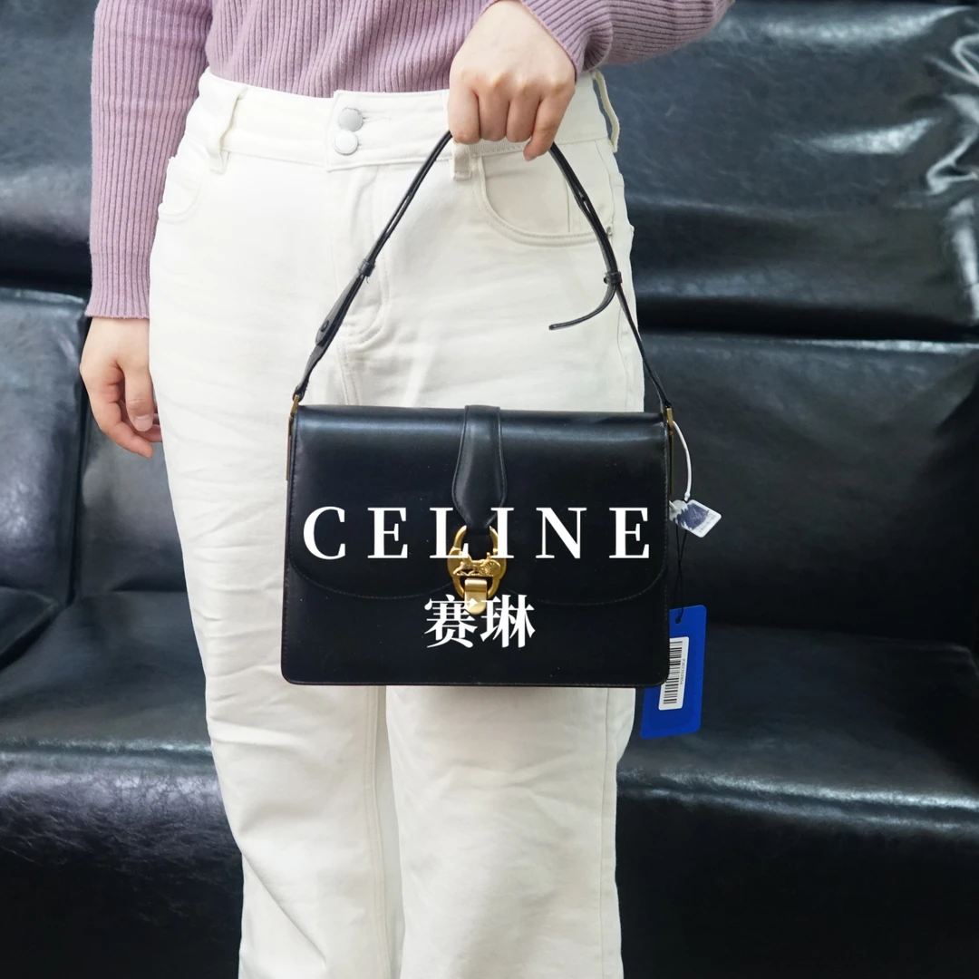 95新 Celine/思琳 黑色斜挎包/PJ07102854/2854