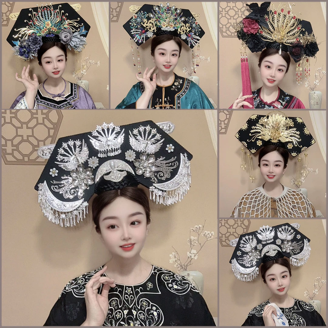 手工旗头故宫拍摄写真演出清朝满族贵族大拉翅流苏后宫嫔妃发簪