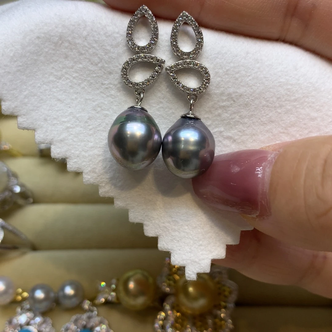 银S925镶嵌耳饰海水珍珠