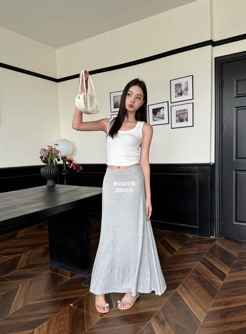 【夏款清仓】超大裙摆显瘦两片布春游出行气质长款莫代尔鱼尾裙