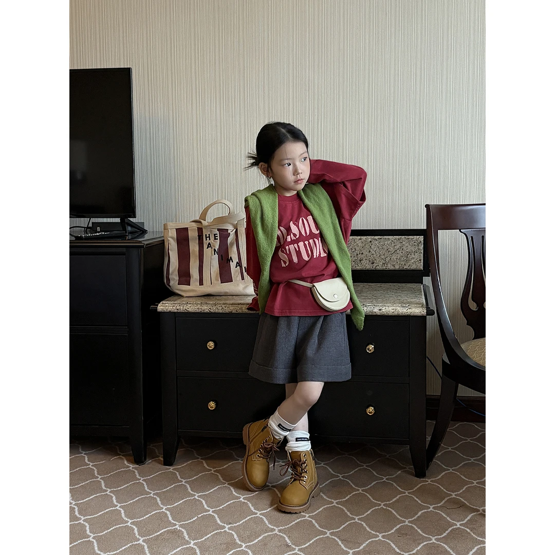 Harper kids 韩系女童秋季字母印花宽松假两件长袖T恤 H25A490871