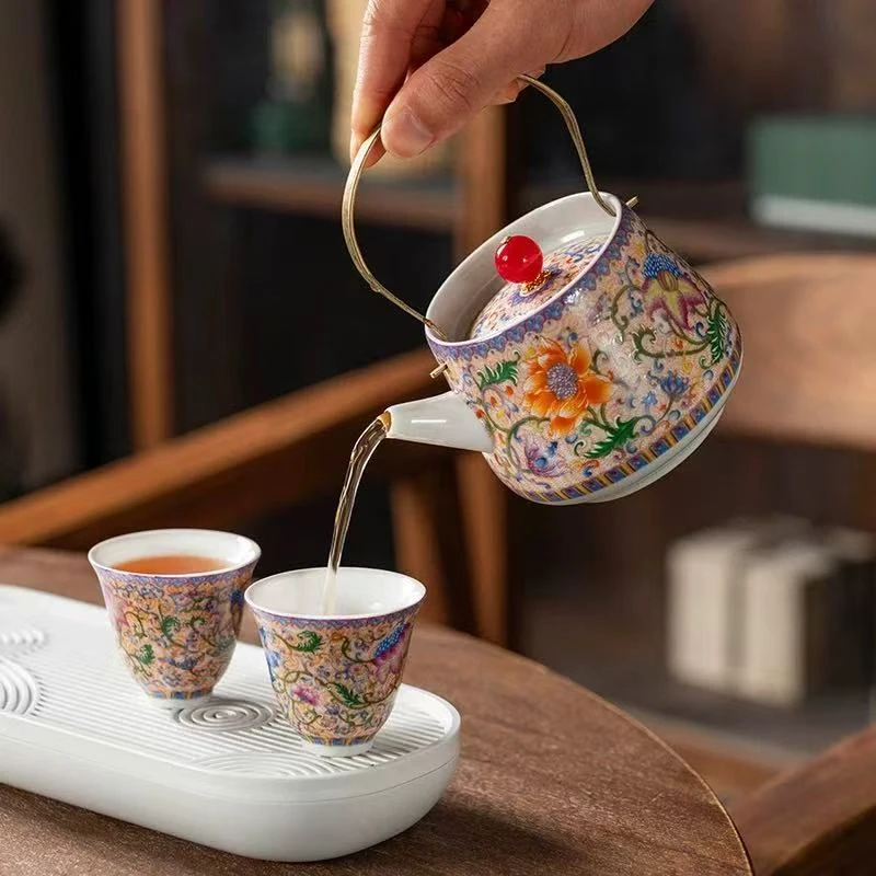 YS576-掐丝缠枝莲一壶两杯