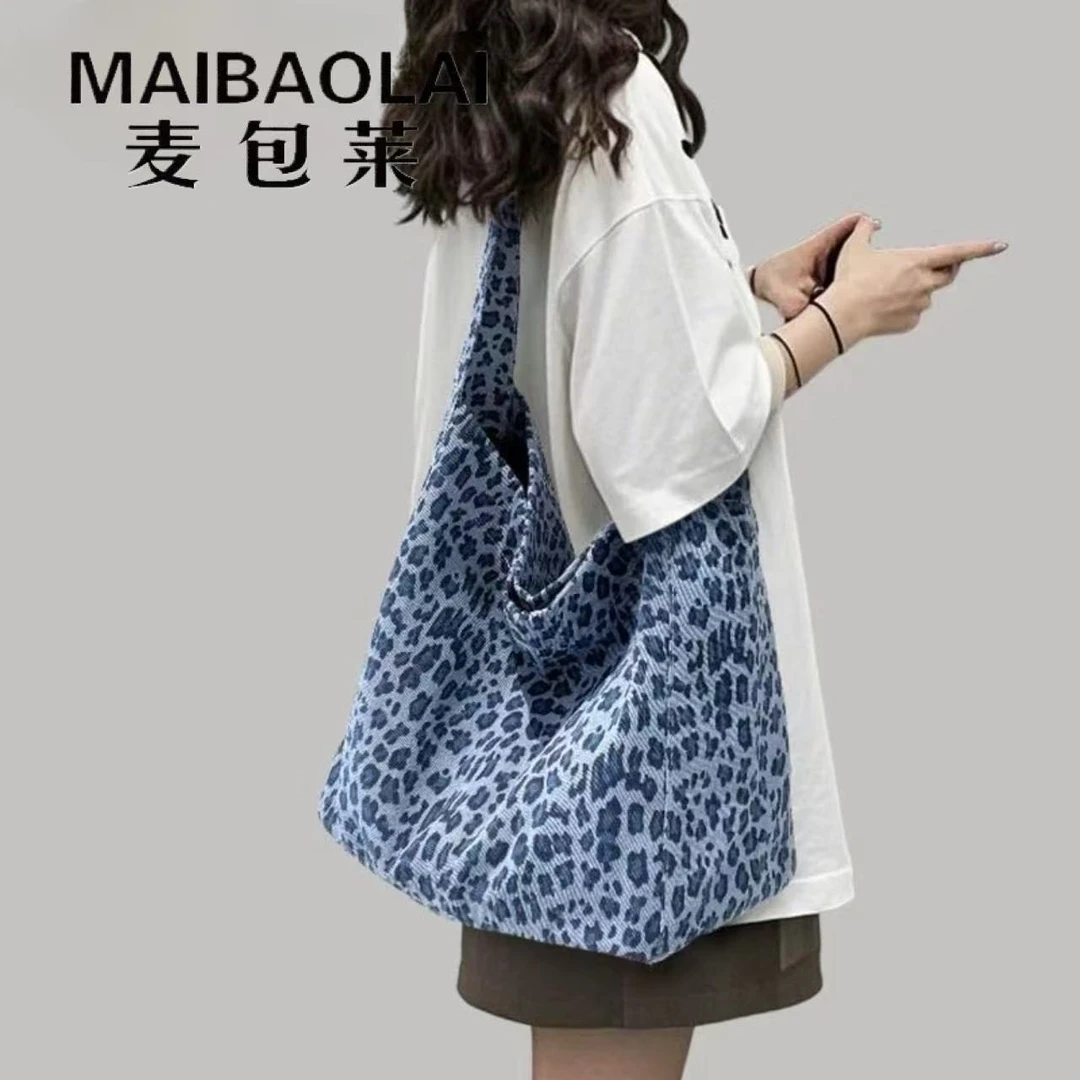 麦包莱包豹纹女帆布包大容量大包女款单肩包通勤包包女式2025新款