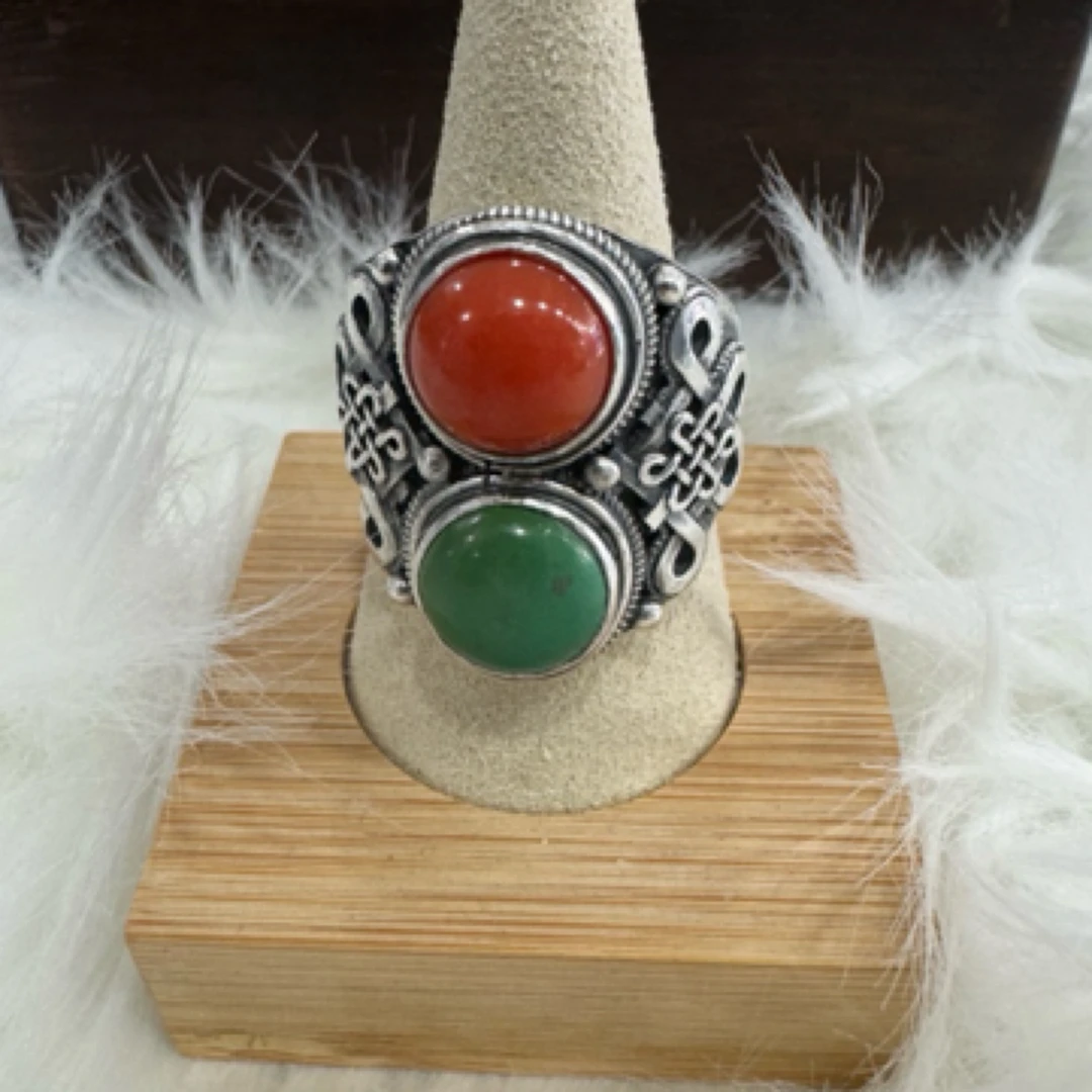 足银银制品 足银手工戒指 蒙古元素真旭日戒指