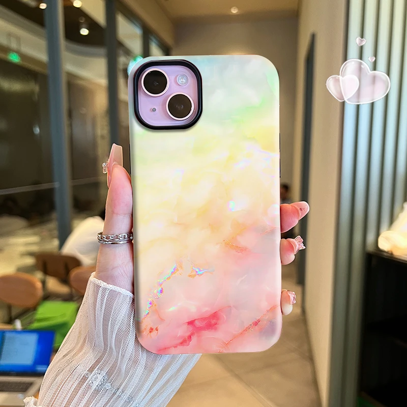 好运七彩祥云高颜值二合一菲林高质感手机壳手感舒适磨砂防摔保护