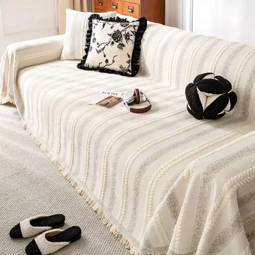 【知慕】简约高级感雪尼尔沙发盖布一片式全包全盖防滑沙发巾四季款