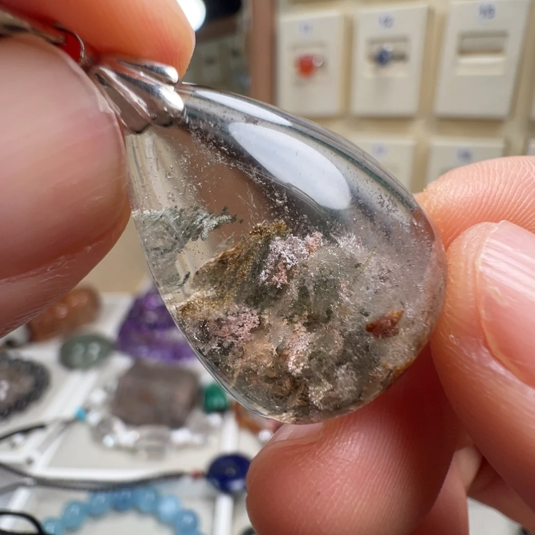颈饰水晶银S925镶嵌天然幽灵水晶