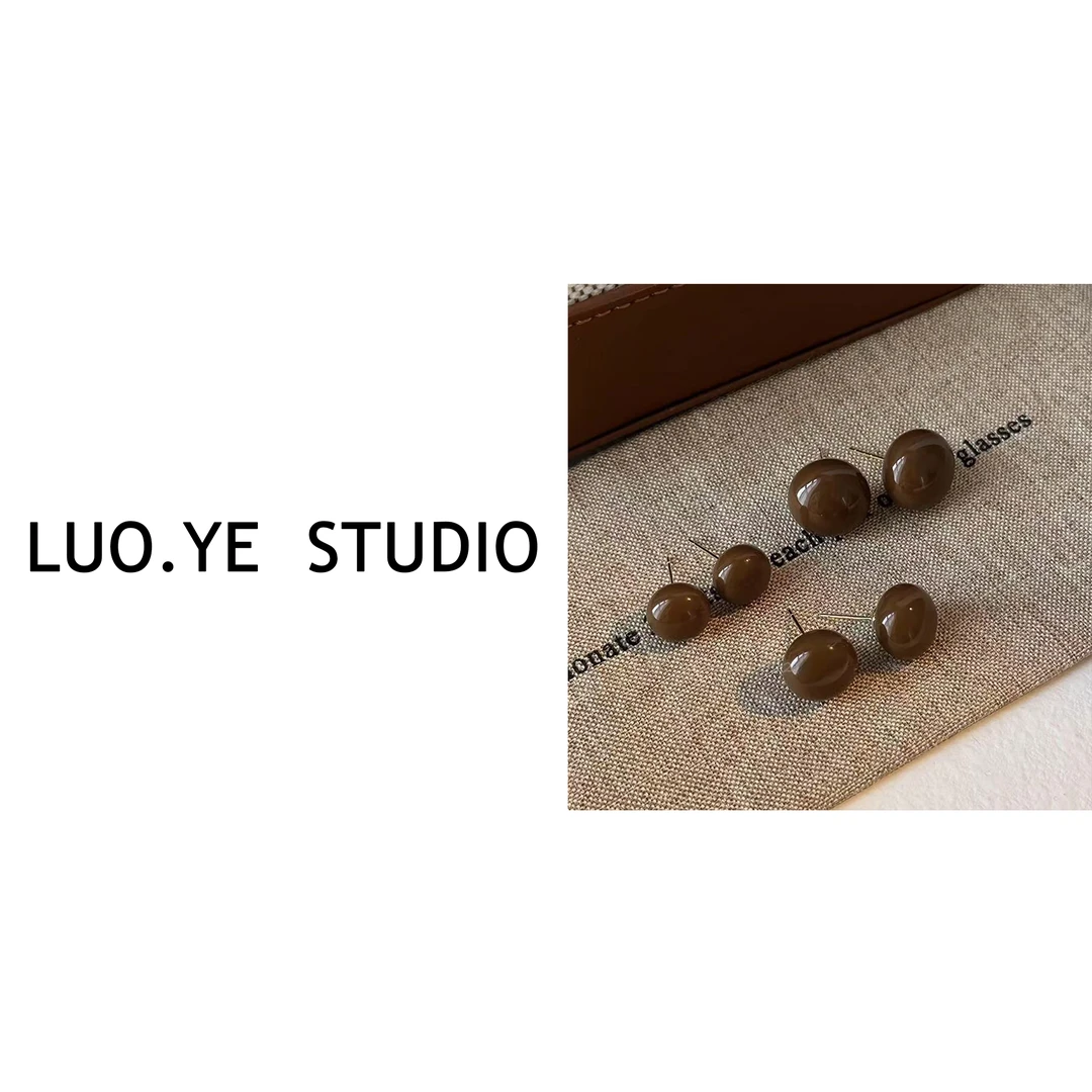 非金属亚克力耳饰 罗罗丨STUDIO 美拉德咖色珠珠耳环气质时尚百搭