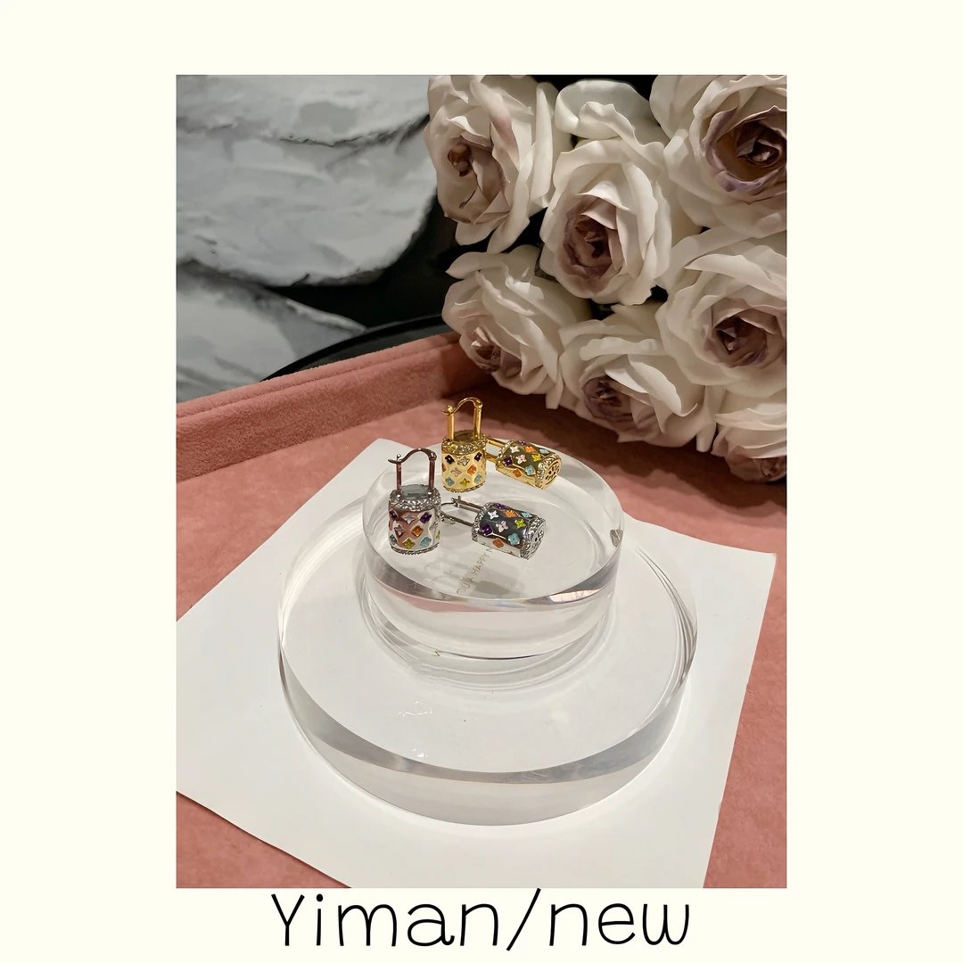 铜合金珐琅耳饰 设计感小桶老花耳扣MZ3809