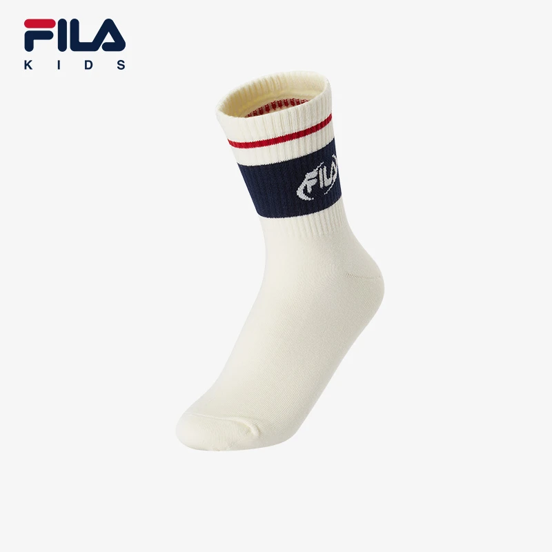 FILA斐乐儿童袜子秋冬新款中筒袜休闲运动袜男女中大童K17B441314