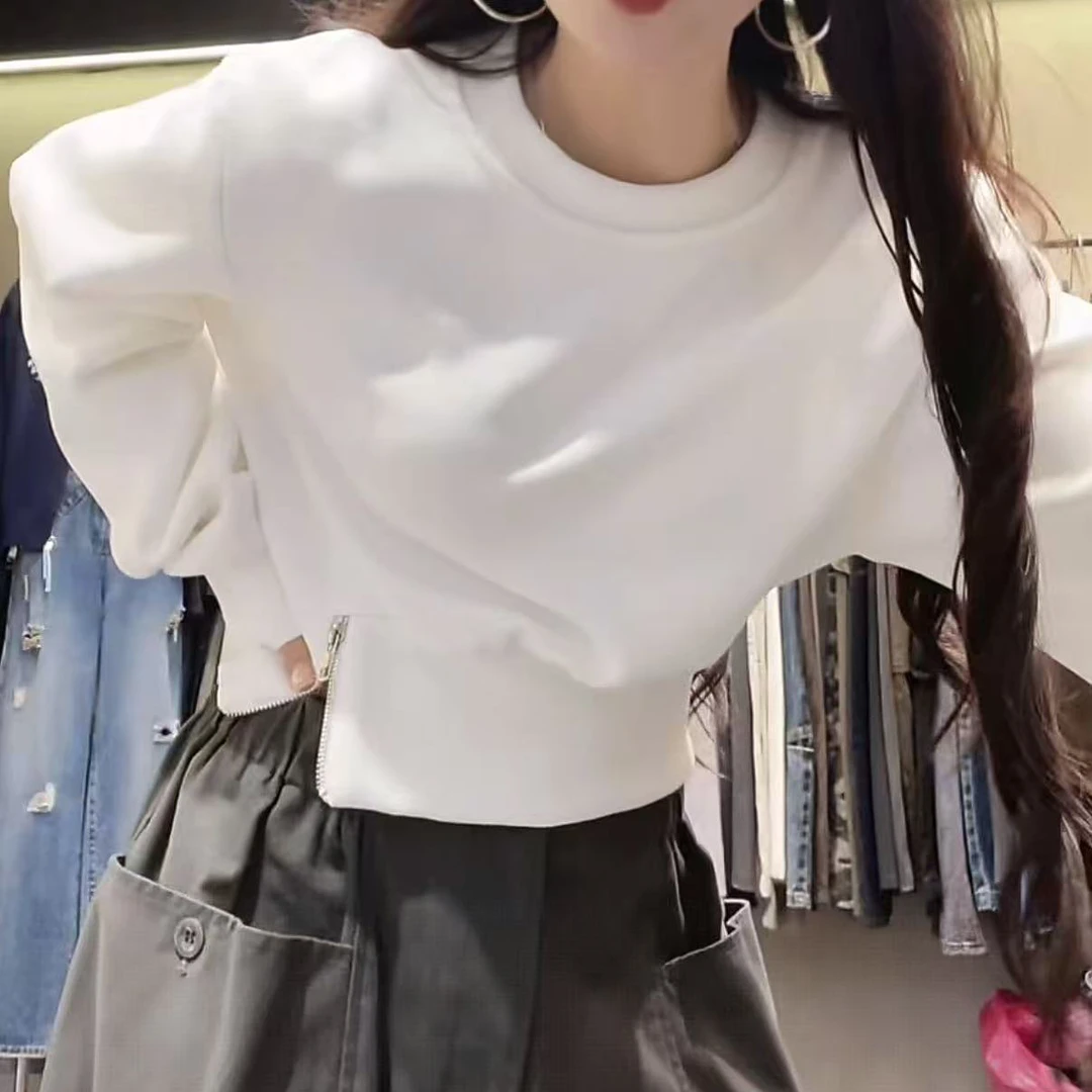 【侧拉链卫衣】2025秋季新款时尚百搭休闲小众设计感长袖卫衣女上衣