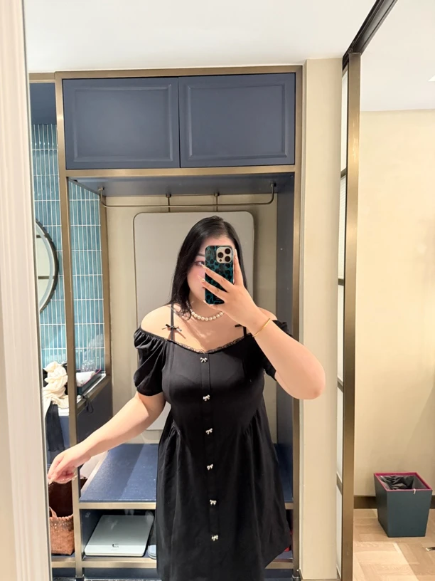 闺蜜装长短款可选连衣裙2025夏季新款吊带蝴蝶结收腰小黑裙