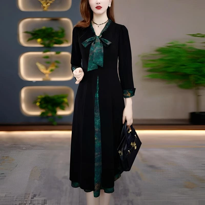 轻奢时尚优雅高贵洋气连衣裙2025秋季新款高级感气质收腰显瘦裙子