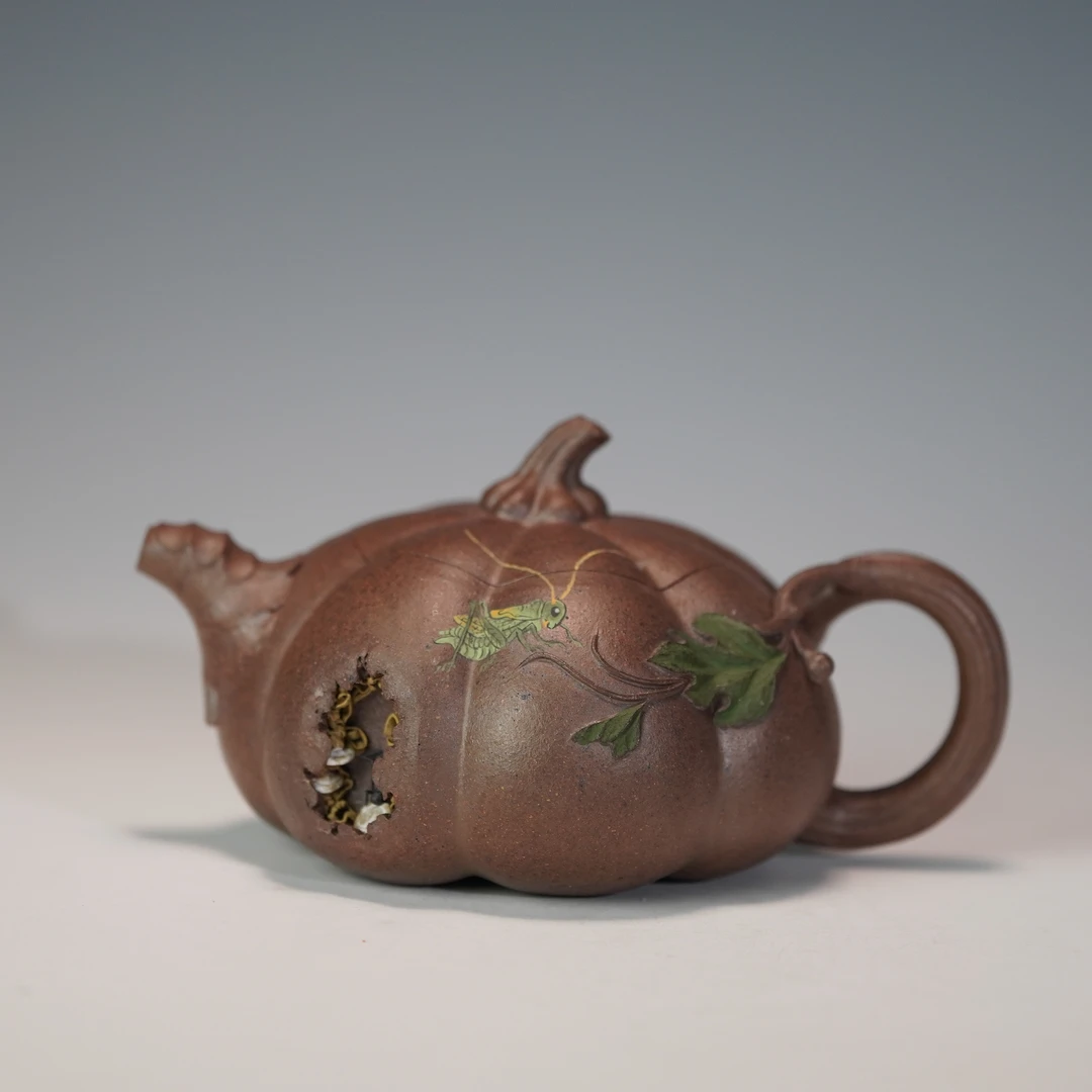 lot.22173 蒋锡坤 合作老师：李红亮老段泥柴烧扁南瓜壶230cc