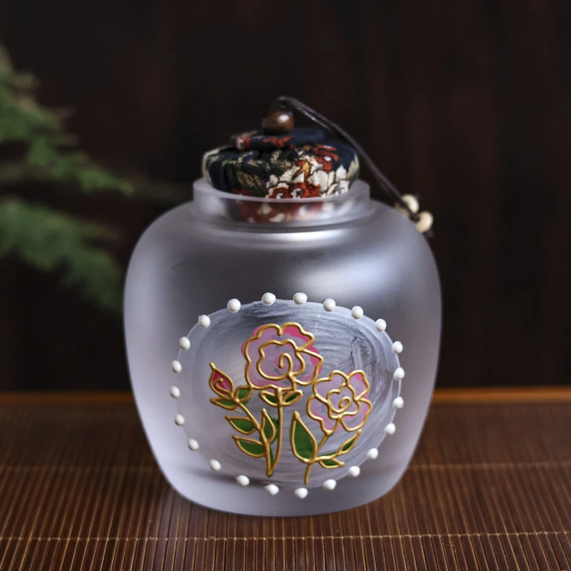 【悦生活】布盖磨砂圆融茶叶罐-玫瑰花（Q4494）