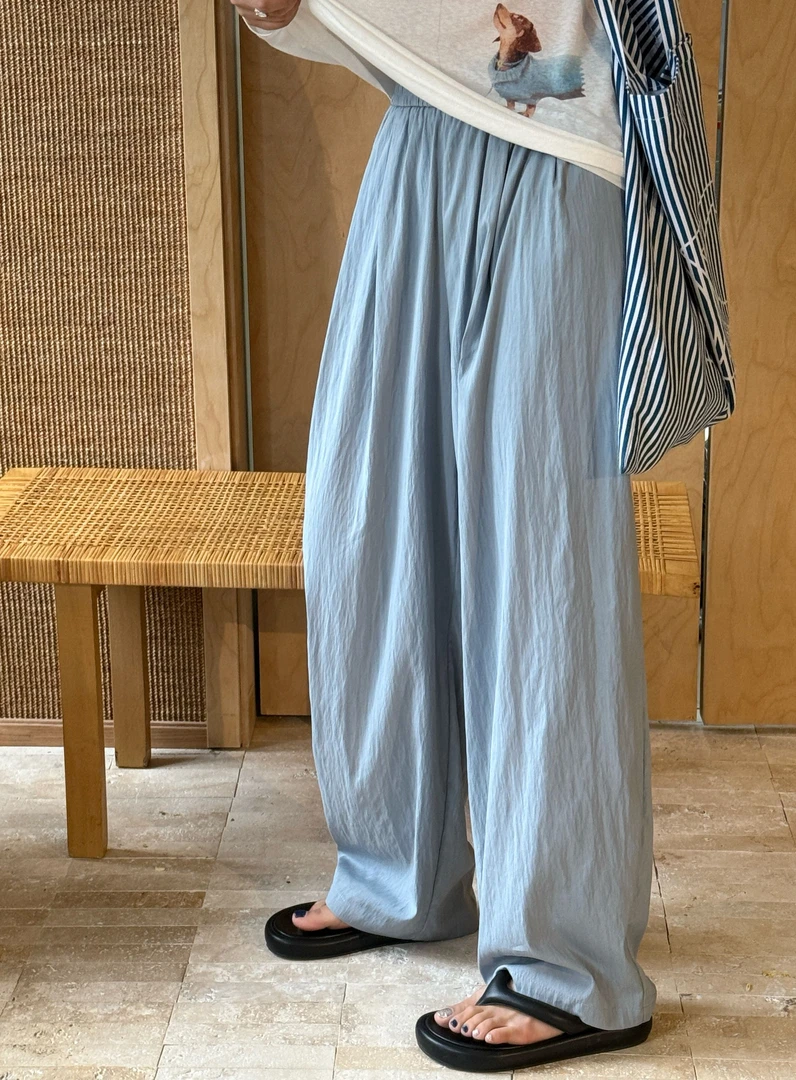 耶耶 YEYE |“发财山本抖抖裤”薄款宽松休闲哈伦裤直筒裤9287