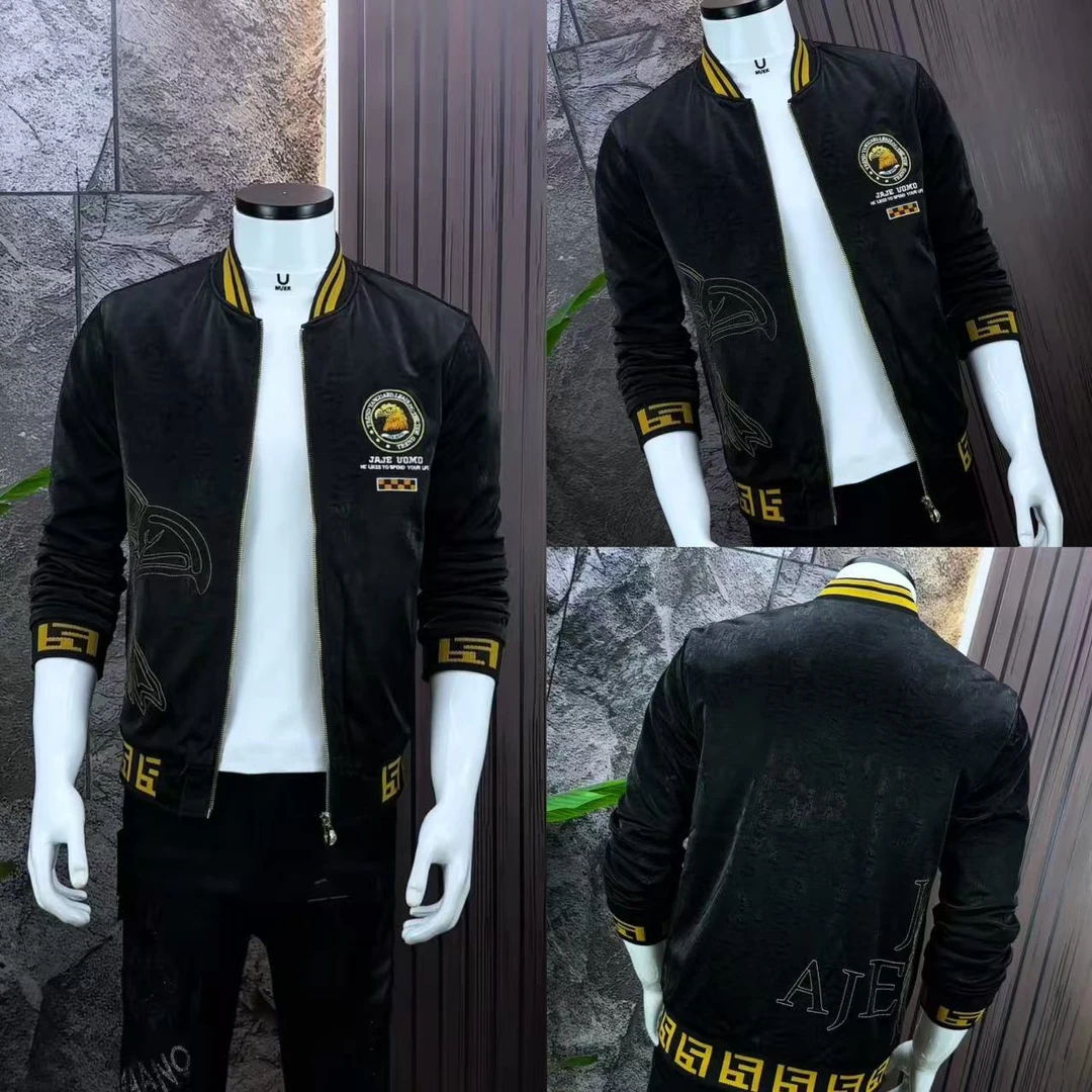 欧货潮牌秋季新款男士皮衣夹克潮流时尚棒球领百搭修身高端外套