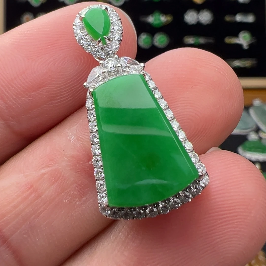 翡翠18K金镶嵌颈饰整体27.5