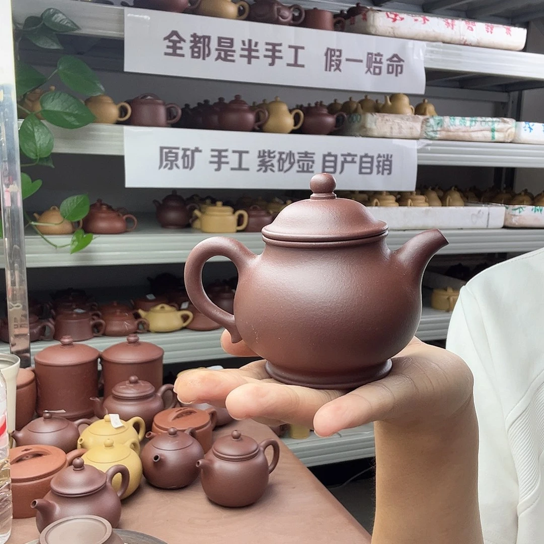 全***2茶壶紫砂紫泥潘壶