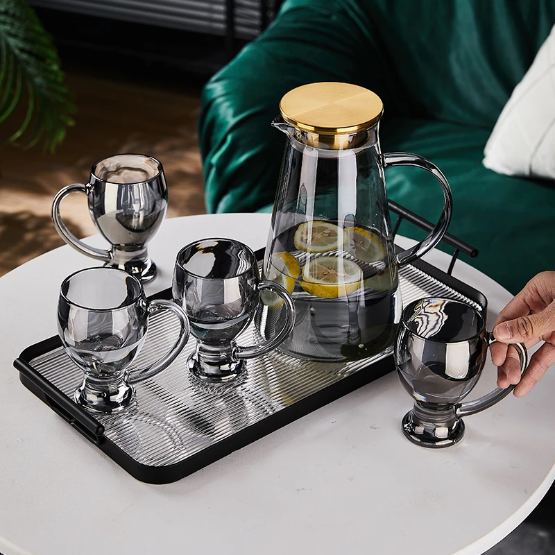 高级感简约玻璃杯家用客厅耐高温喝水杯高档轻奢待客泡茶杯冷水壶