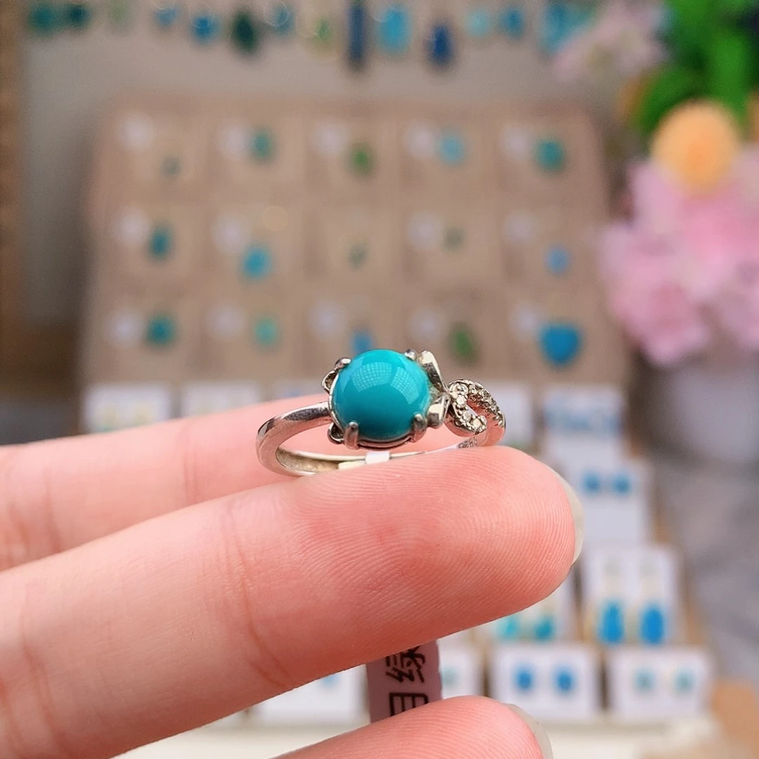 绿松石银S925镶嵌戒指