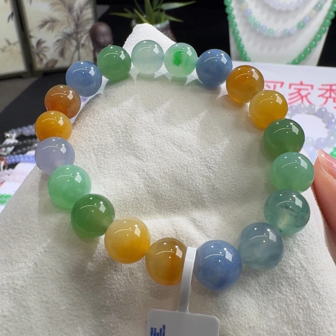 未镶嵌手链翡翠冰胶浓彩多宝单圈10mm