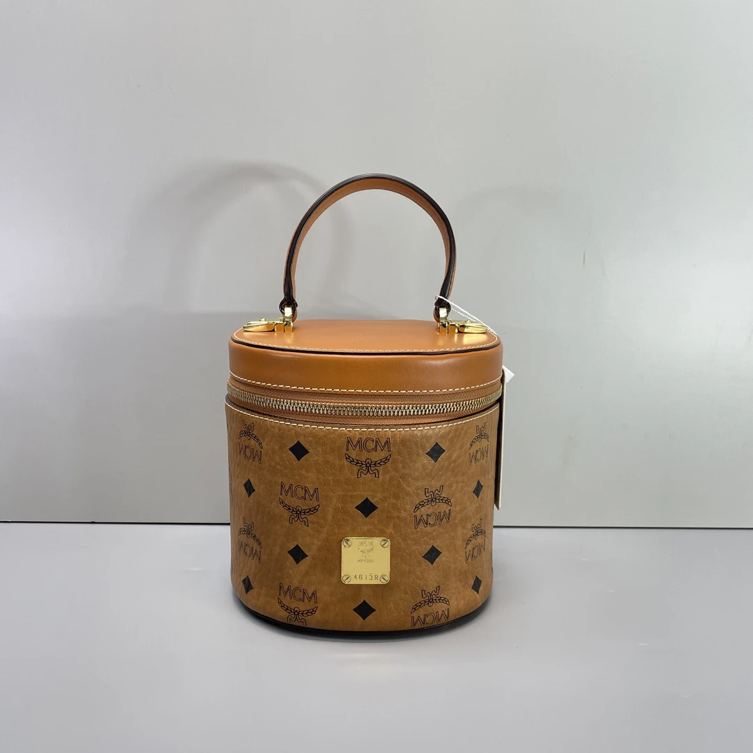 95新 MCM 媚姐/mcm干邑色发财桶水桶包16x15x13cmSG011801