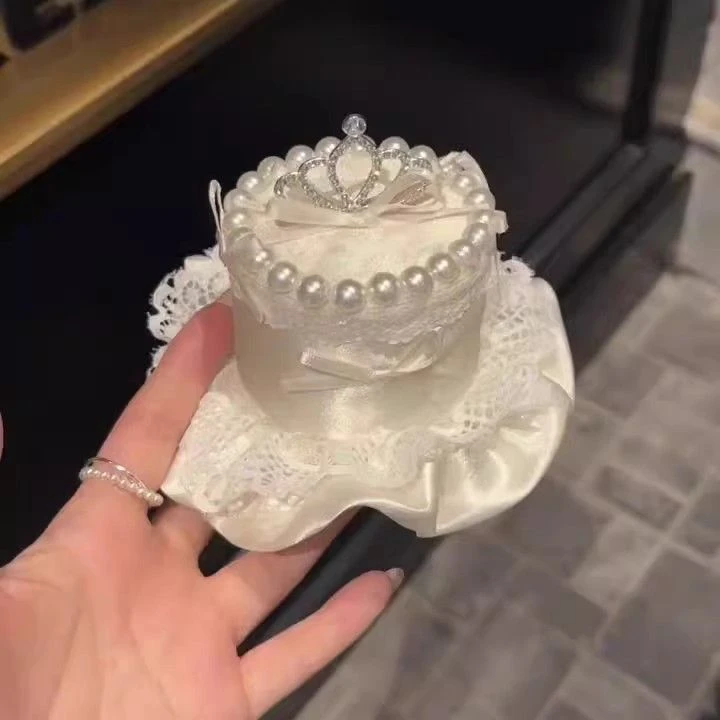 NICE U!少女生日蛋糕皇冠甜系发饰公主白色粉色帽子发箍发夹拍照